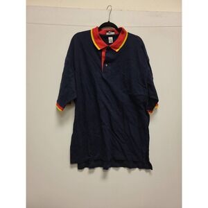 KC Sport XXL Polo Shirt Cotton Blend Blue Red Yellow Trim Casual Menswear
